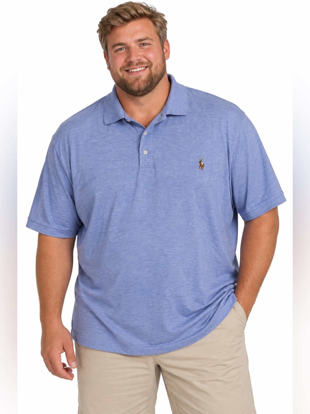 Polo Ralph Lauren Size 4XLT Classic Fit Men’s Polo Shirt in Heather Blue